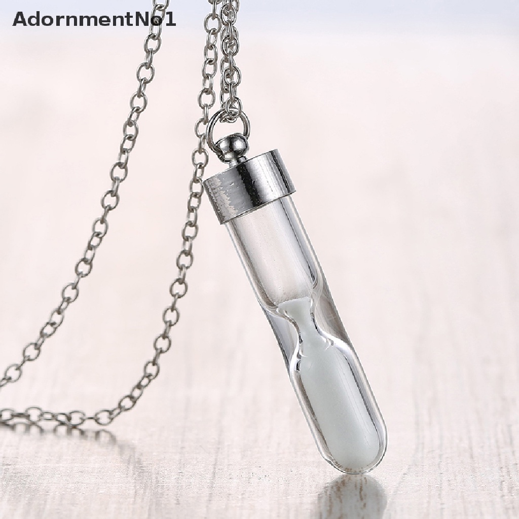 (AdornmentNo1) Kalung Rantai Dengan Liontin Jam Pasir Glow In The Dark Untuk Wanita