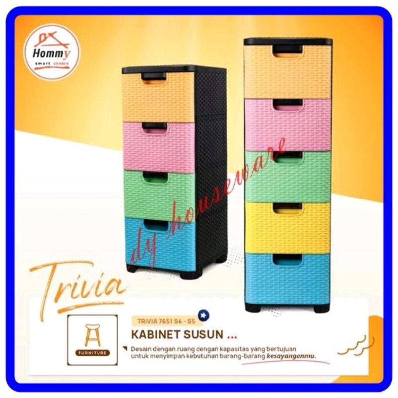 Lemari Kabinet Trivia 4 / 5 Susun Container Plastik Lemari Trivia Rak Susun
