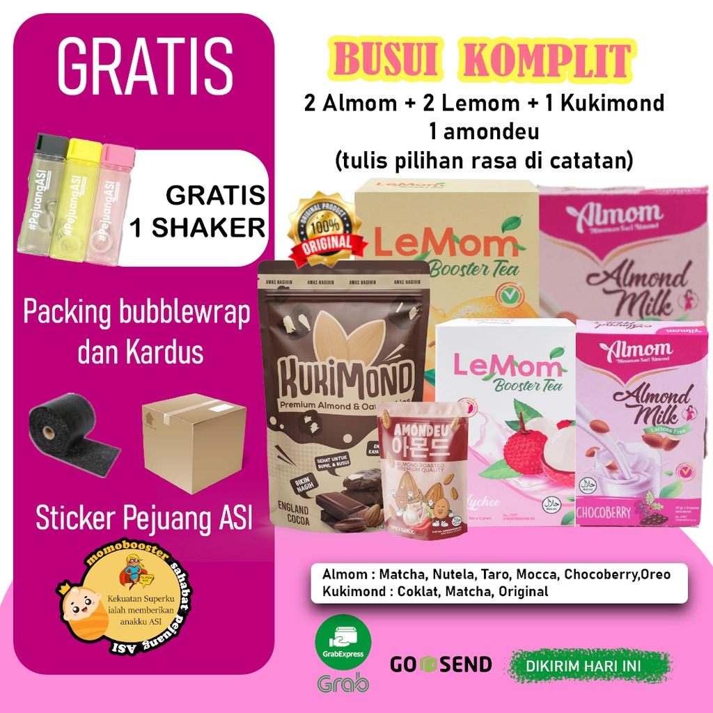 ALMOM Pelancar Asi Booster Susu Sari Almond Nutella Matcha Chocoberry Taro Mocca Caramel Cookies Cream Premium Plain COD Gratis Ongkir Original Anmum Termurah