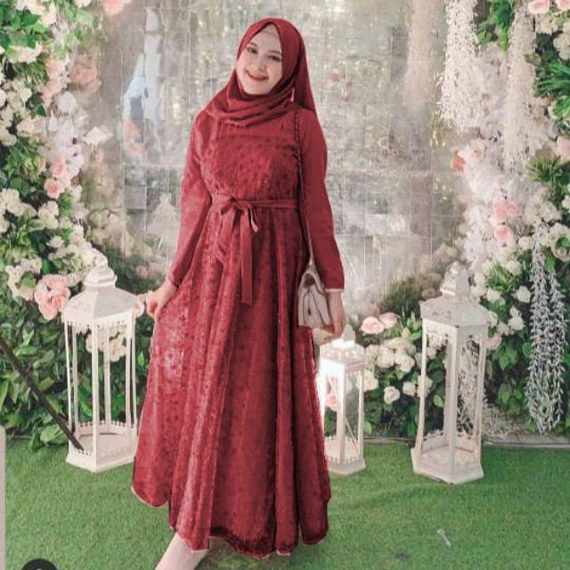 XC - Maxi Jelita Wanita / Maxi Dress Terbaru / Maxi Populer / Maxi Trendy Kekinian / Fashion Muslim-Maroon
