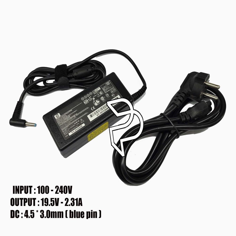 PROMO !!! Charger Casan Adaptor Laptop HP 19.5v - 2.31a X360 15-P231AX 14-AM505TU 14-AC181TU HP 240 242 G1 G5 14-AF118AU 14-AM013TU