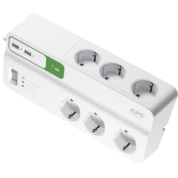 Colokan APC PM6U-GR Surge Protector dengan USB Port GARANSI RESMI | Filter Listrik &amp; Anti Petir | multi stop kontak