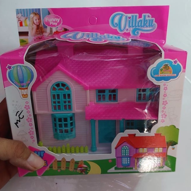 Mainan Anak Perlengkapan Rumah Rumahan kecil Boneka Barbie Villaku - kemasan MIKA BOXpink B
