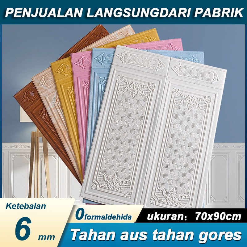 [COD Pabrik Lokal] 70*90cm 6mm Tebal Wallpaper Dinding 3D Foam Batu Bata Stiker Ding Ding Wallfoam M