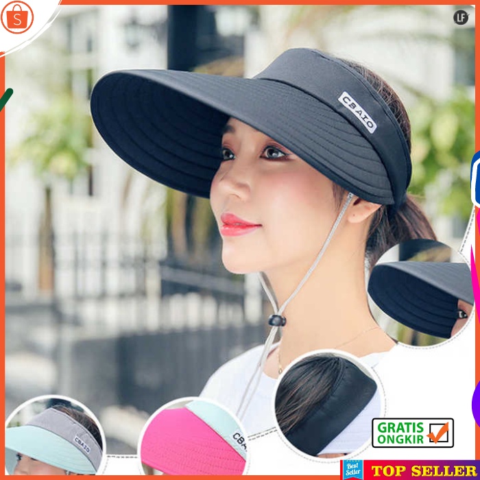 Topi Wanita Pantai Hitam Korea Fashion Kekinian Baseball Cap Visor Perempuan J1