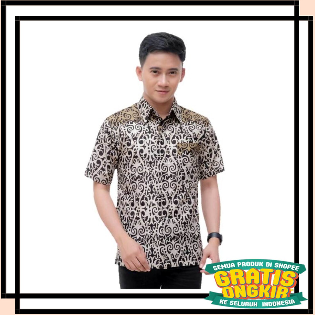 TERBARU TERMURAH TERKINI TERLARIS SEMARANG BAJU MURAH / Batik Cowok Lengan Pendek blarak biru