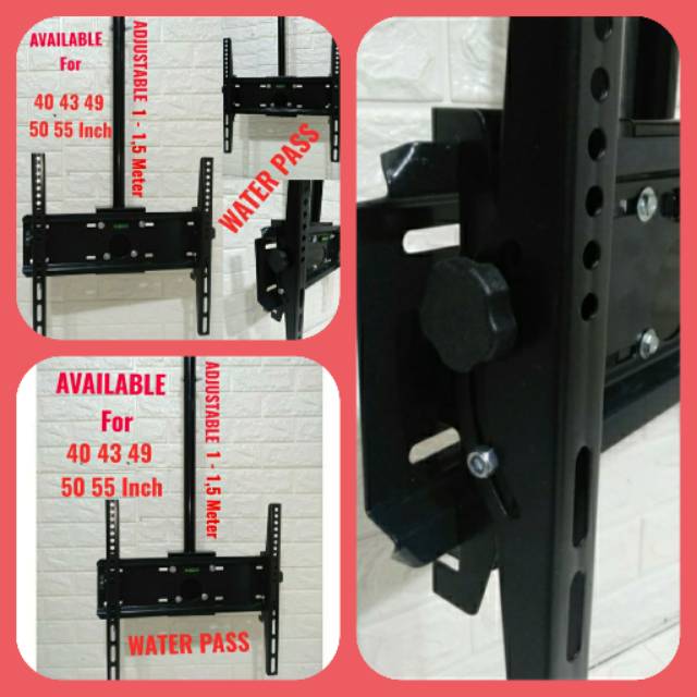 Bracket TV gantung 43 49 50 55 60 inch Waterpas