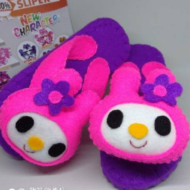 Sandal Karakter Boneka Melody Ungu Pink size Kecil hingga Dewasa