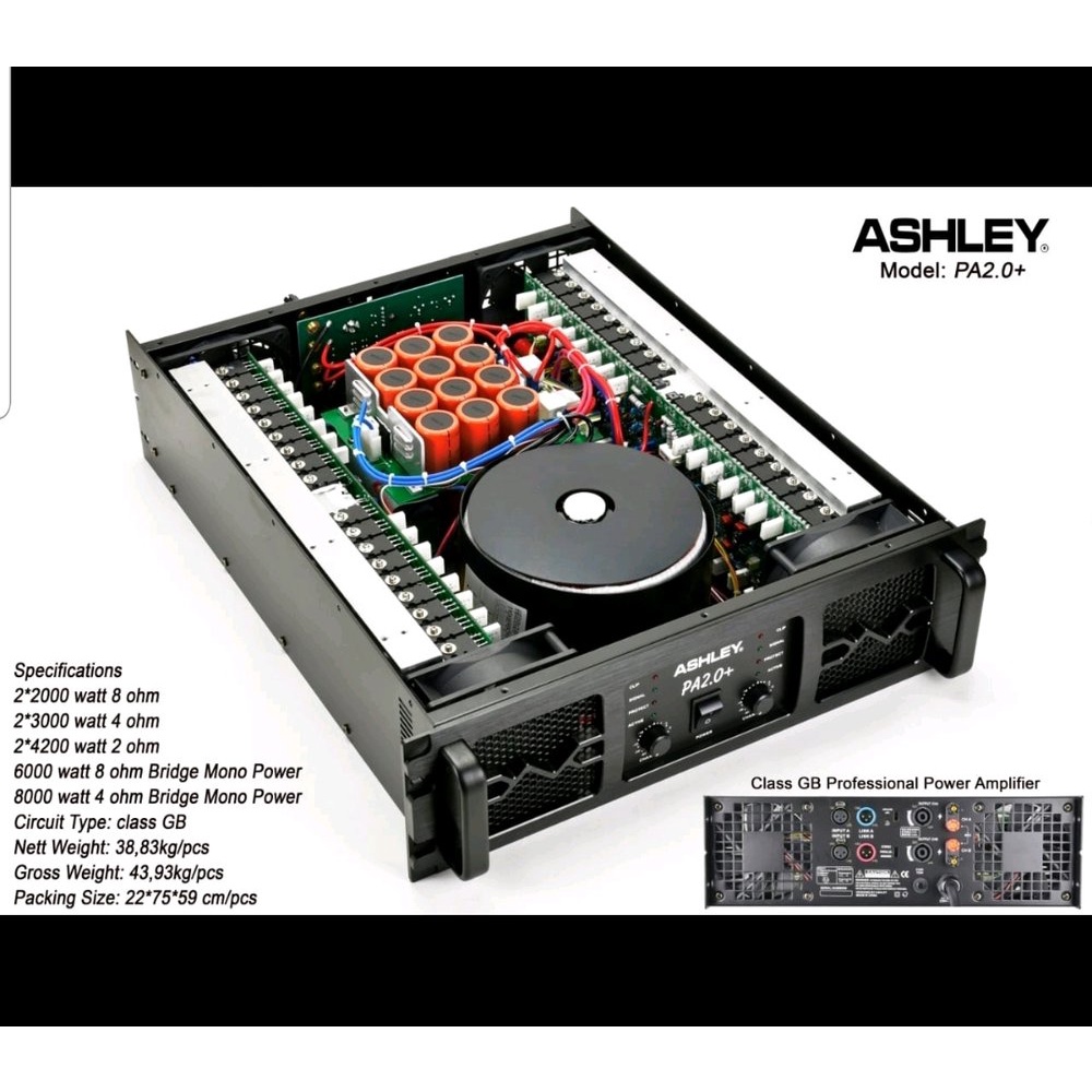 POWER AMPLIFIER ASHLEY PA 2.0 PLUS POWER AMPLI ASHLEY PA2.0+ ORIGINAL