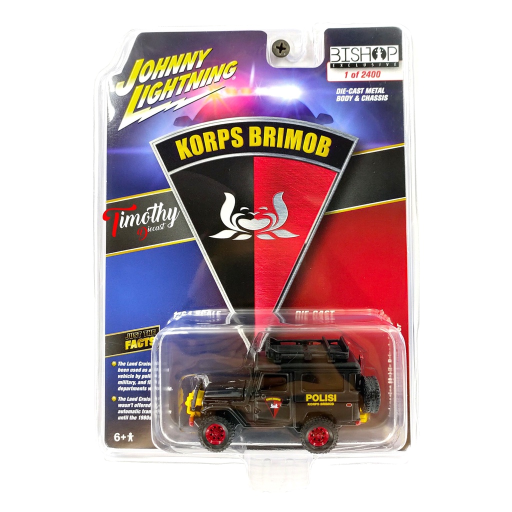 Diecast Johnny Lightning Bishop Jeep Toyota Land Cruiser Polisi Korps Brimob