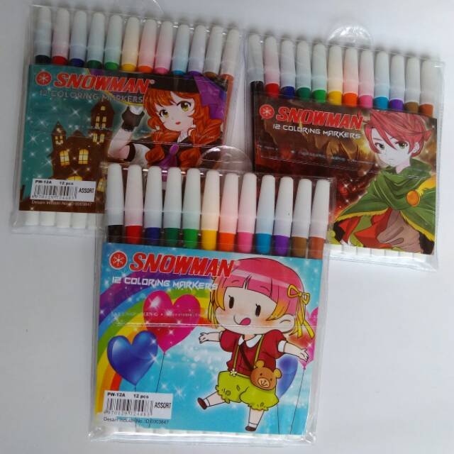 

Spidol wana warni snowman 12 warna