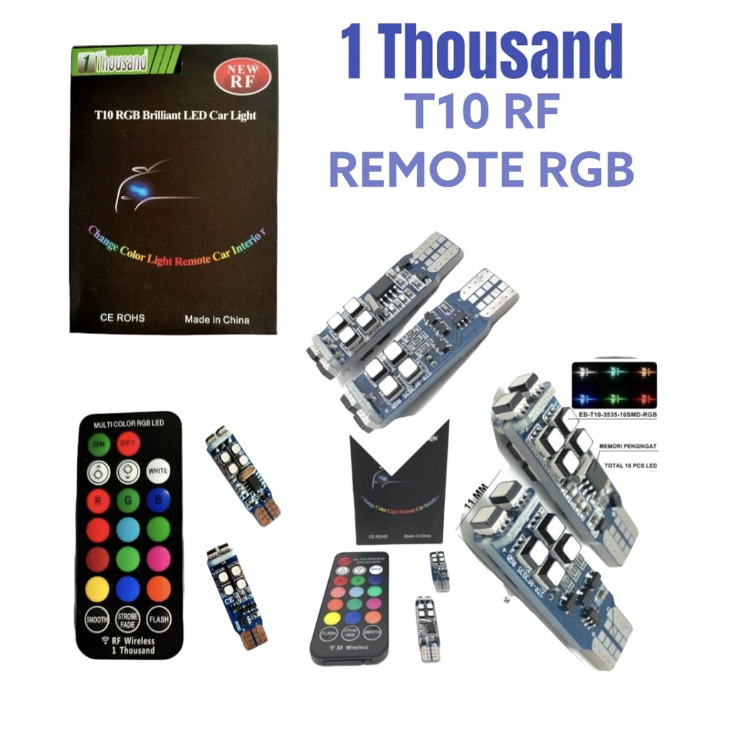 LAMPU LED T10 RGB RF WIRELESS NEW REMOTE CONTROL 10LED 1THOUSAND