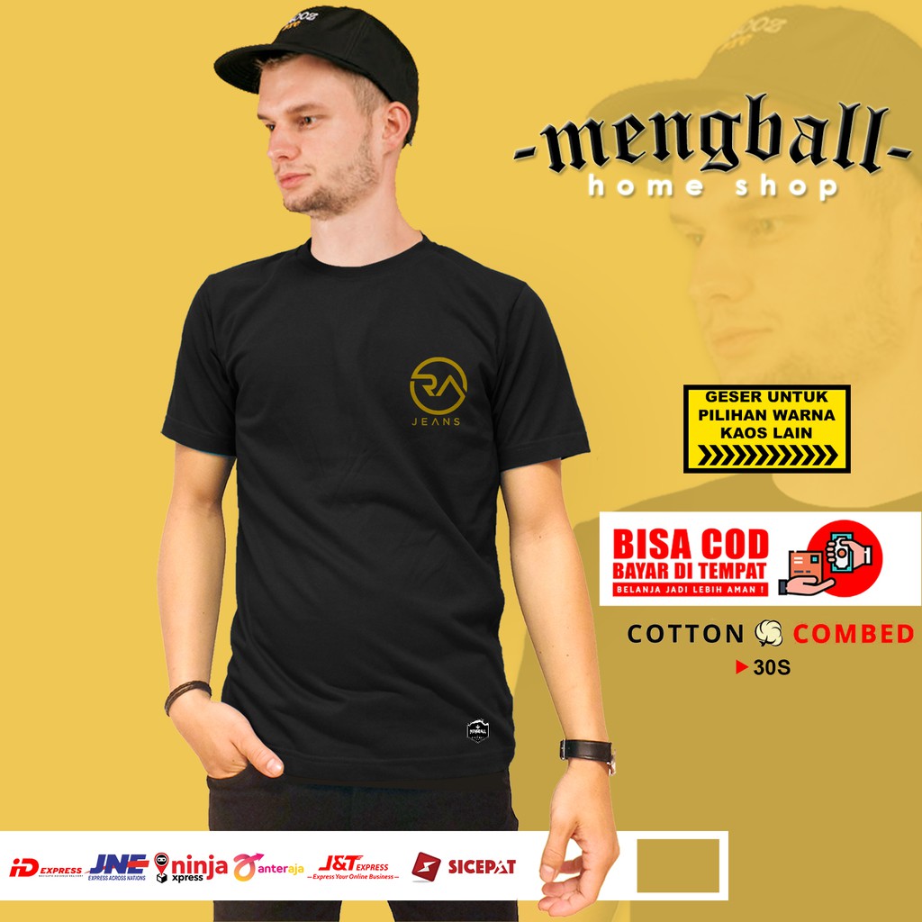 Kaos Distro Kaos Custom Kaos Rafi Ahmad RA JEANS LOGO Kaos Pria Wanita Cotton Combed 30s