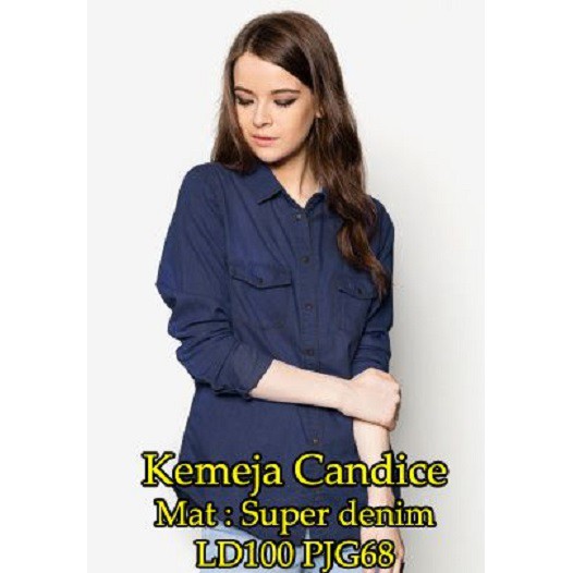 TERMURAH [ Kemeja Candice SW ] pakaian wanita warna biru dongker