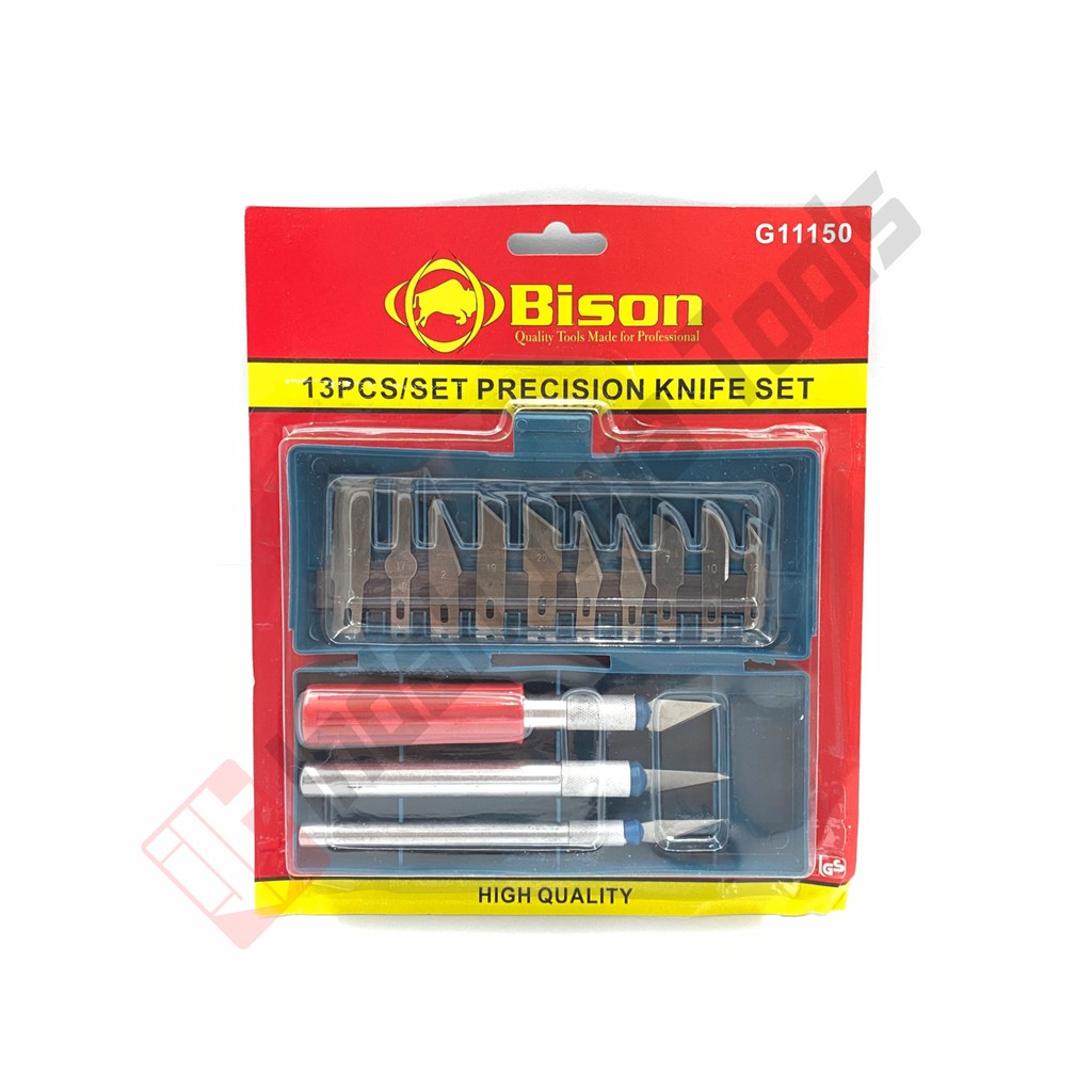 BISON Hobby Knife Set 13 pcs - Pisau Ukir Pahat Kayu Set