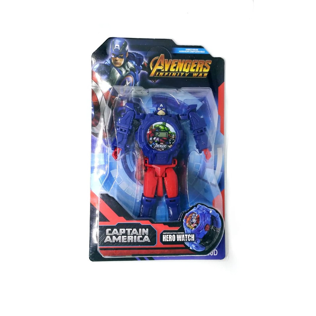 Limited! JAM TANGAN ANAK ROBOT AVENGERS CAPTAIN AMERICA MINI WATCH DIGITAL