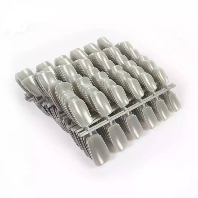 Kuku Palsu Fake Nails 12pcs Short Round Warna Gray