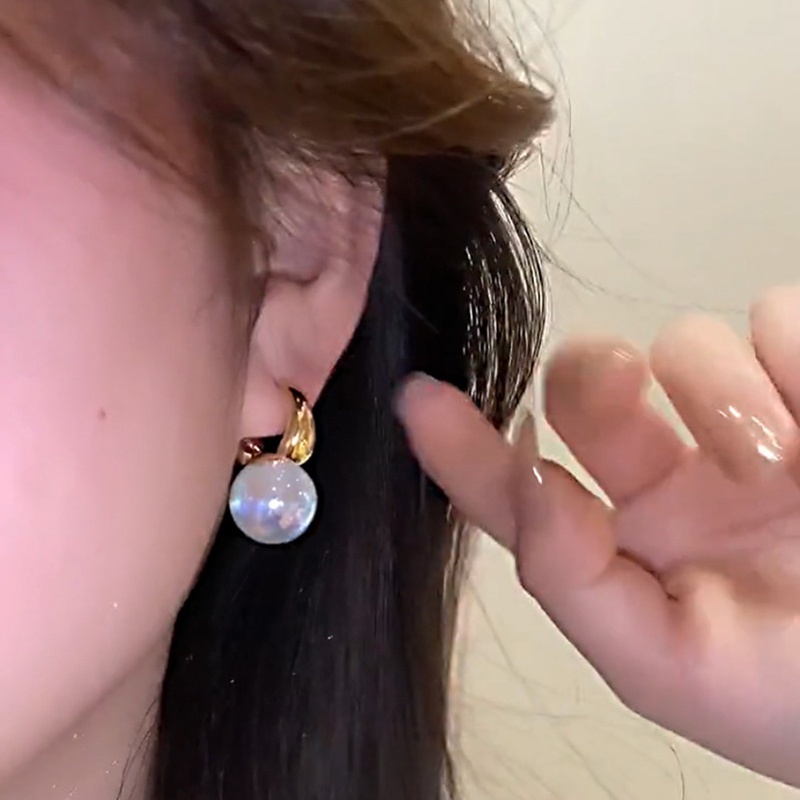 Anting Hoop Mutiara Warna Emas Untuk Wanita