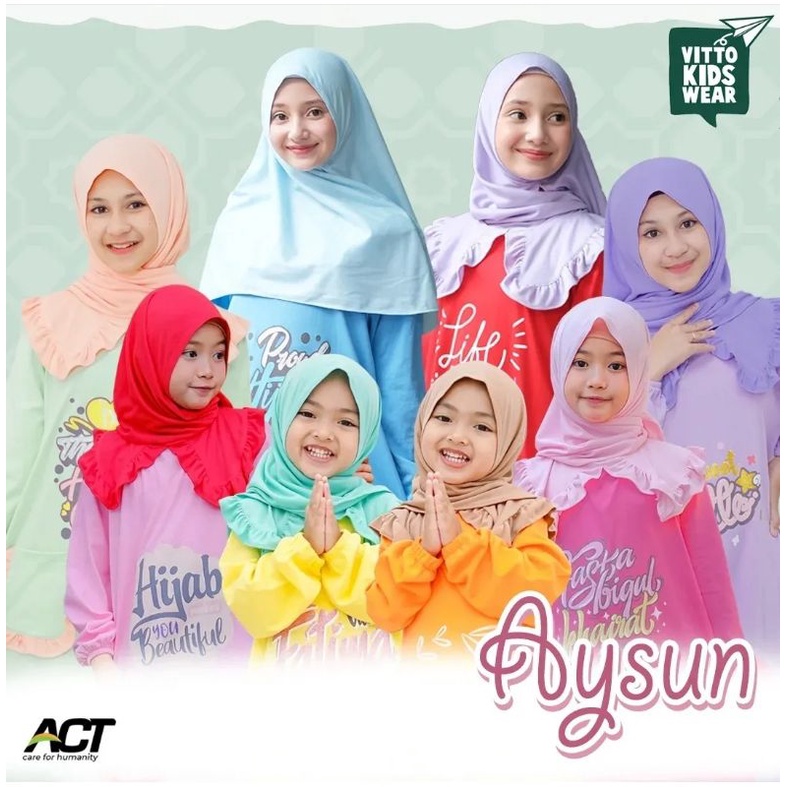 Gamis Aysun Vitto Kidswear / gamis kaos anak / gamis anak / gamis anak cewek / gamis anak lebaran / 