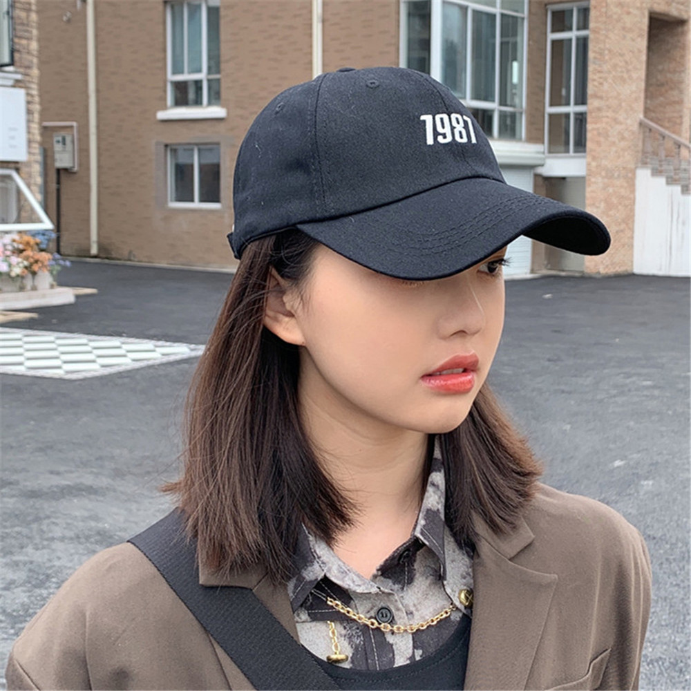 Topi Baseball Motif Bordir Alfabet 1987 6 Warna Serbaguna Gaya Korea Hipster Kasual Untuk Anak-Anak