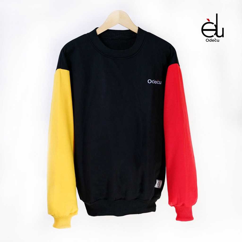 ODECU CREWNECK MIX BLACK SWEATER OVERSIZE WANITA PRIA