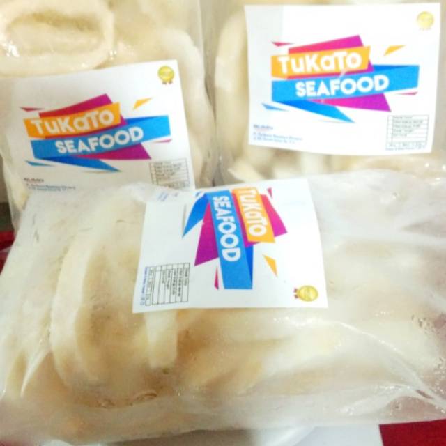 

Cumi ring frozen, cumi sudah dikupas bersih tanpa tulang, tanpa kepala dan tanpa tulang rawan
