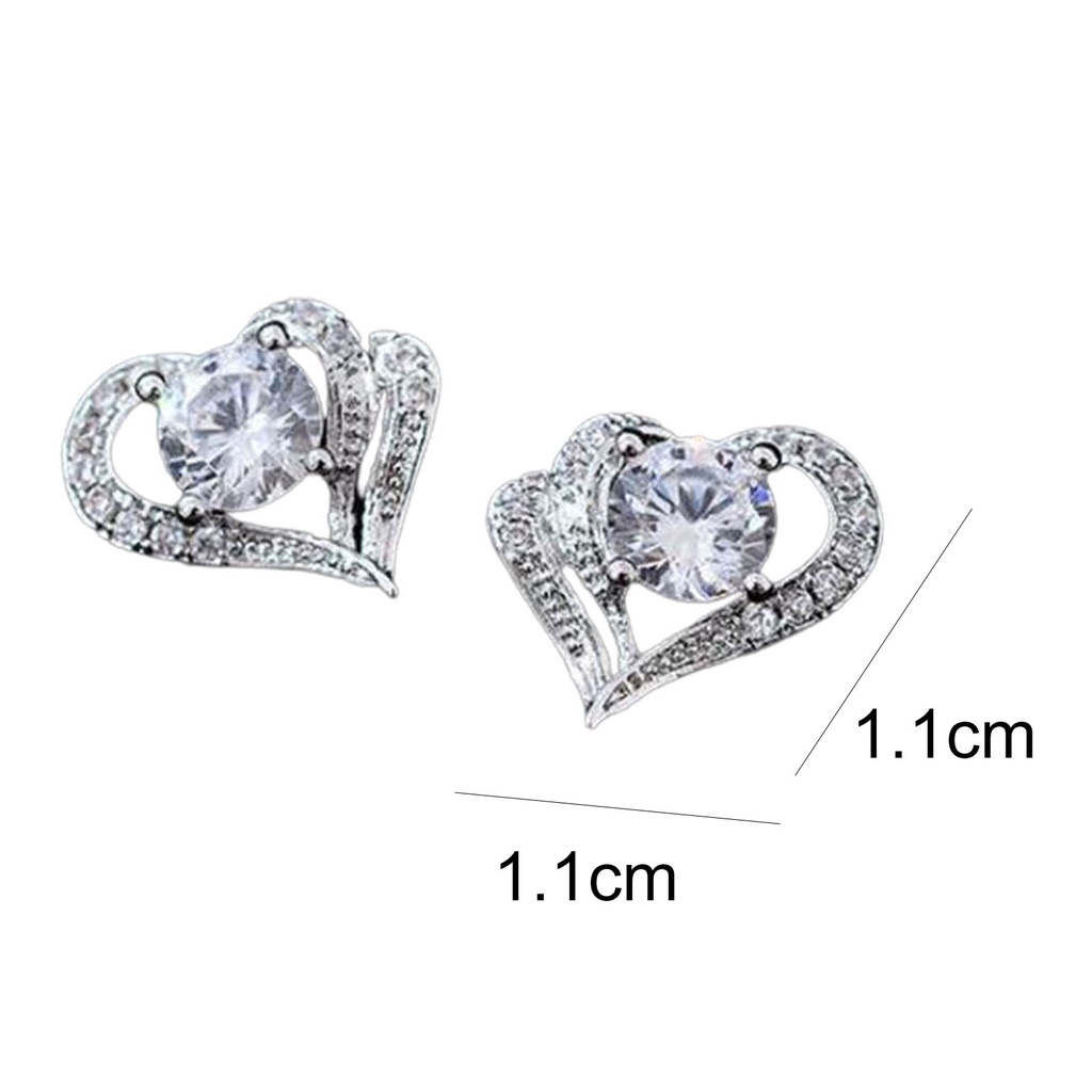 Hu Hu Hu Hu Hu Alat Bantu Pasang Kacamata♡ 1 Pasang Anting Stud Bentuk Hati Bahan Alloy Untuk Wanita