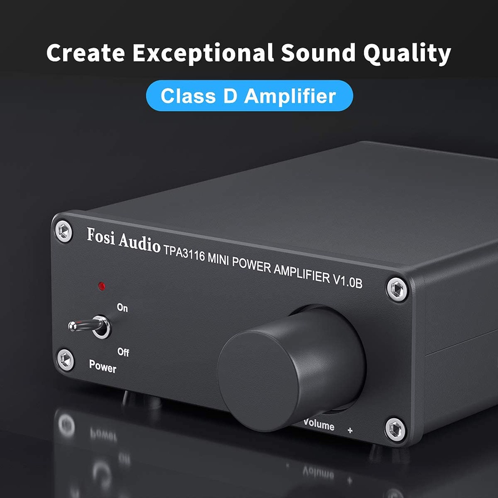 Fosi Audio Mini Amplifier 2 Channel Stereo Hi-Fi Class D Amp 50W x 2 - V1.0B - Black