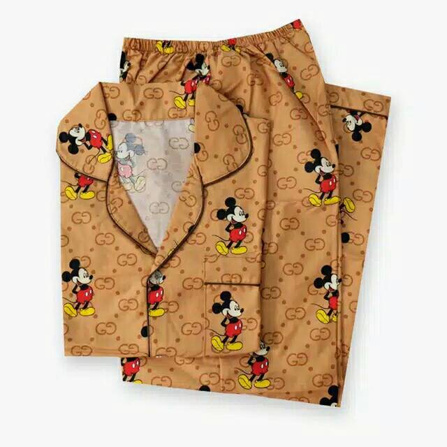 PAJAMAS / BAJU TIDUR / PIYAMA DEWASA MOTIF MICKEY GUCCI CHOCO