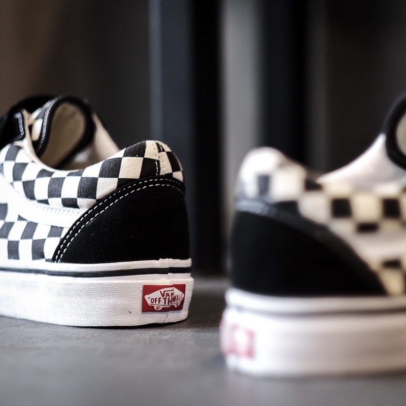 VANS OLDSKOOL VELCR0 CHECKERBOARD BLACK/WHITE CLASSIC ORIGINAL 100%