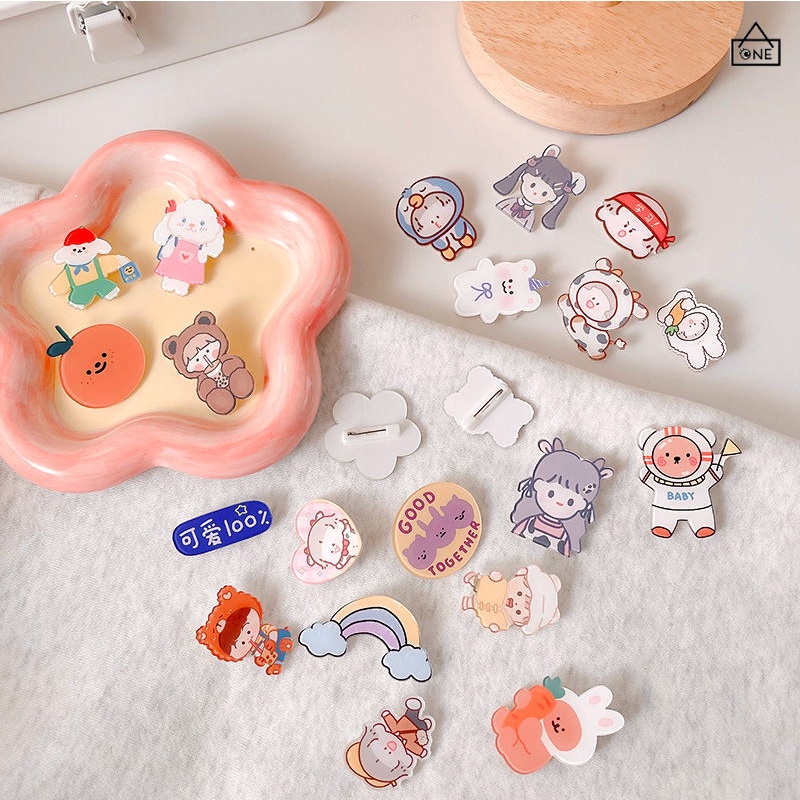 COD❤️Bros Akrilik lucu Kreatif Kartun Astronot Bros Anak Cute Gadis Aksesoris Tas Pakaian Liontin Brooch Pin Lencana Korea