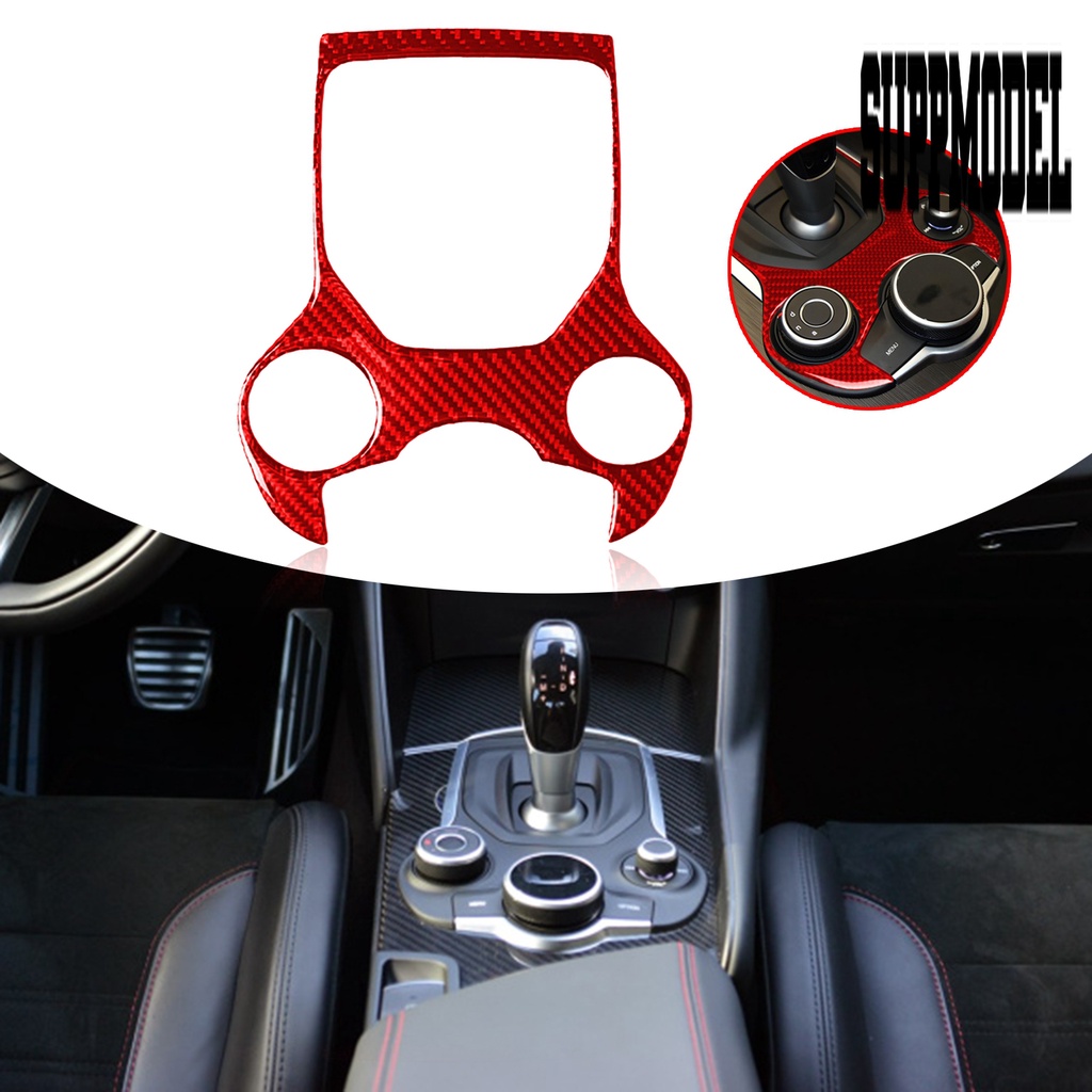 Suppmodelx Stiker Cover Panel Persneling Mobil Bahan Serat Karbon Warna Merah Untuk Alfa Romeo Giulia 17-19