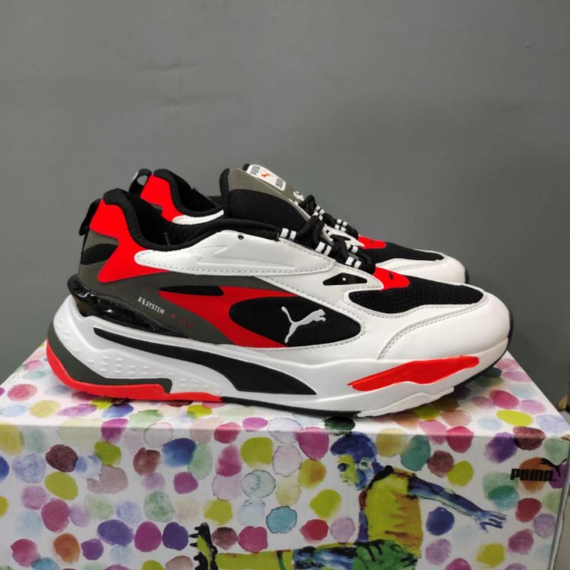 red & white trainers