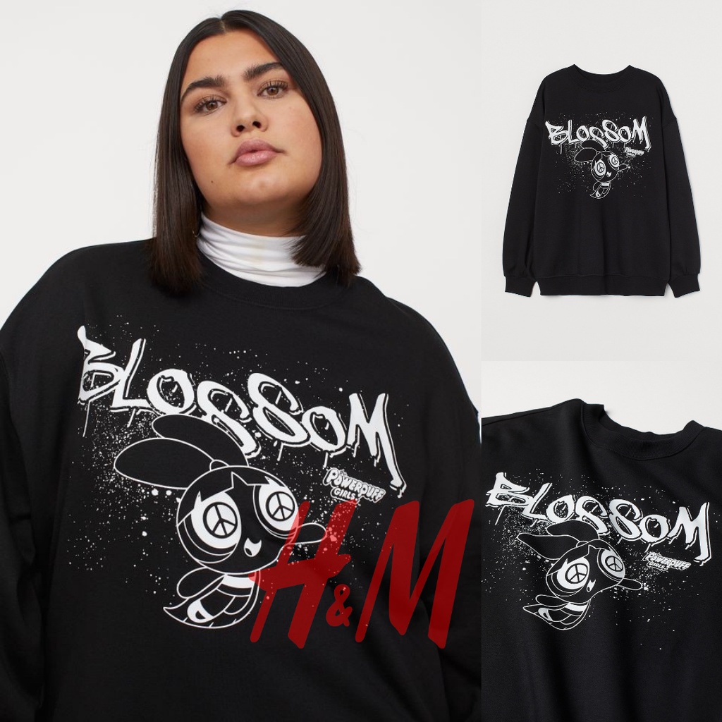 SWEATER HOODIE H&M BLOSSOM POWERPUF BLACK HNM SALE CREWNECK H&M SWEATER HOODIE PRIA SWEATER OVERSIZE