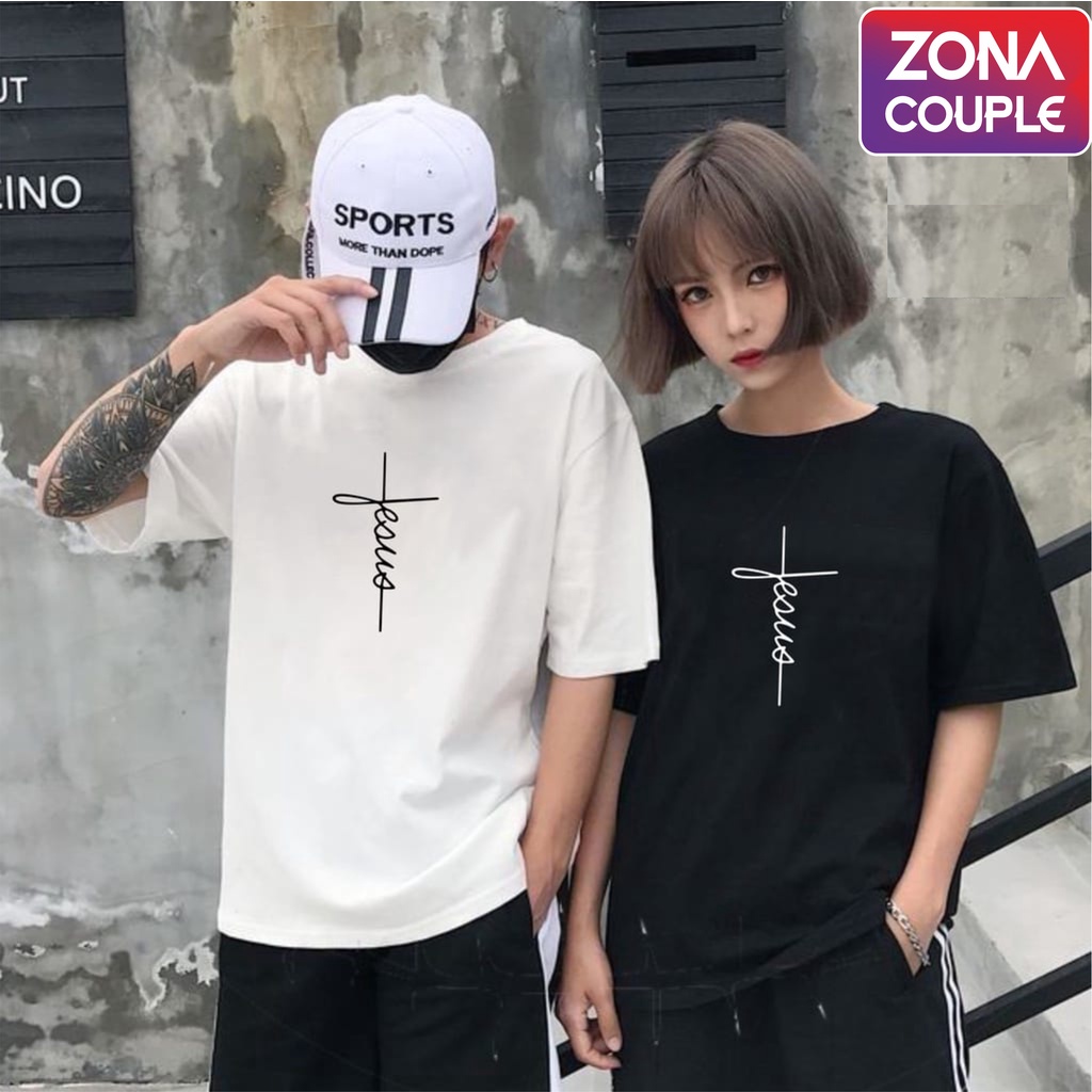 T-SHIRT CROSS KAOS COUPLE ROHANI MODEL KOREA YOUTH MOTIF KATA KATA KEKINIAN PASANGAN PACAR KAOS HITA