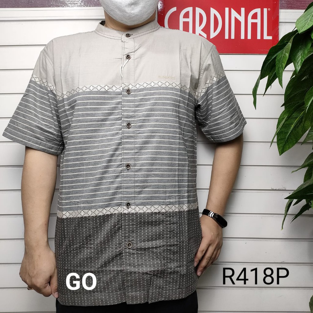 BB CARDINAL KEMEJA KOKO Taqwa Baju Muslim Salur Lengan Pendek Kekinian Pakaian Pria Original