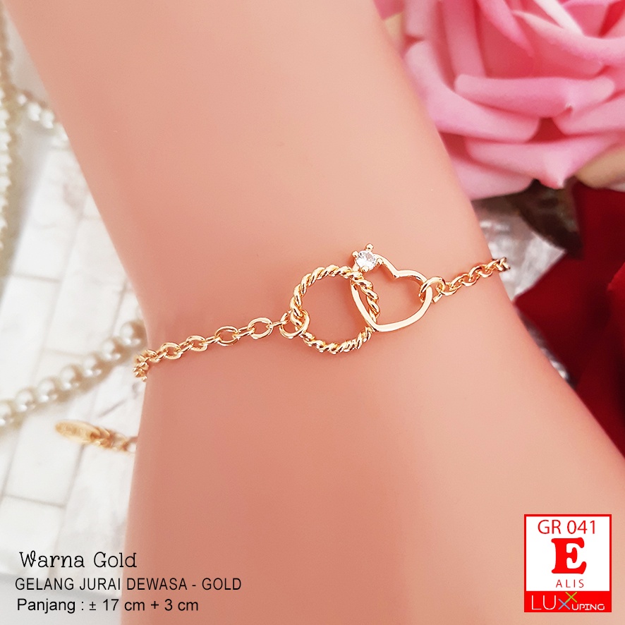 GR 041 Gelang Jurai Kupu Love Perhiasan Wanita Lapis Emas Permata Gelang Xuping Dewasa Luxx Xuping