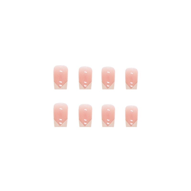 24pcs / box Kuku Palsu Panjang Warna Pink Transparan Gaya Perancis