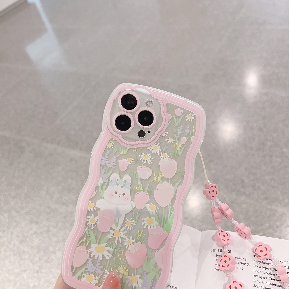 Case Pelindung Transparan Motif Bunga Kelinci Untuk Iphone 11 8 7 Plus SE2 XS XR 12 13 PRO MAX