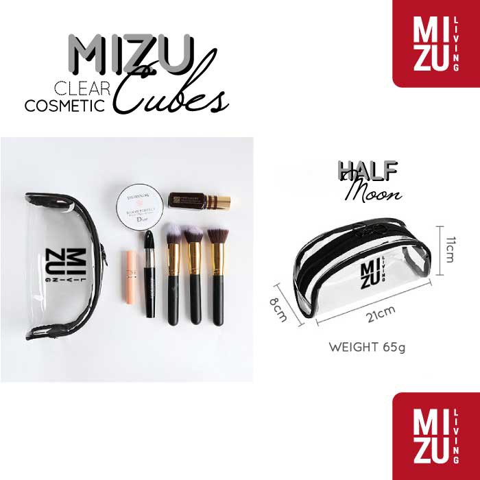 MIZU CUBES Clear Cosmetic Cube Transparent Makeup Travel PVC Wash Bag Tas Kosmetik Transparan Bening