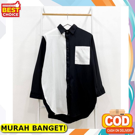 Kemeja Polos Wanita Lengan Panjang Nagita Blus Putih Dan Hitam Premium Baju Atasan Wanita Terbaru 20