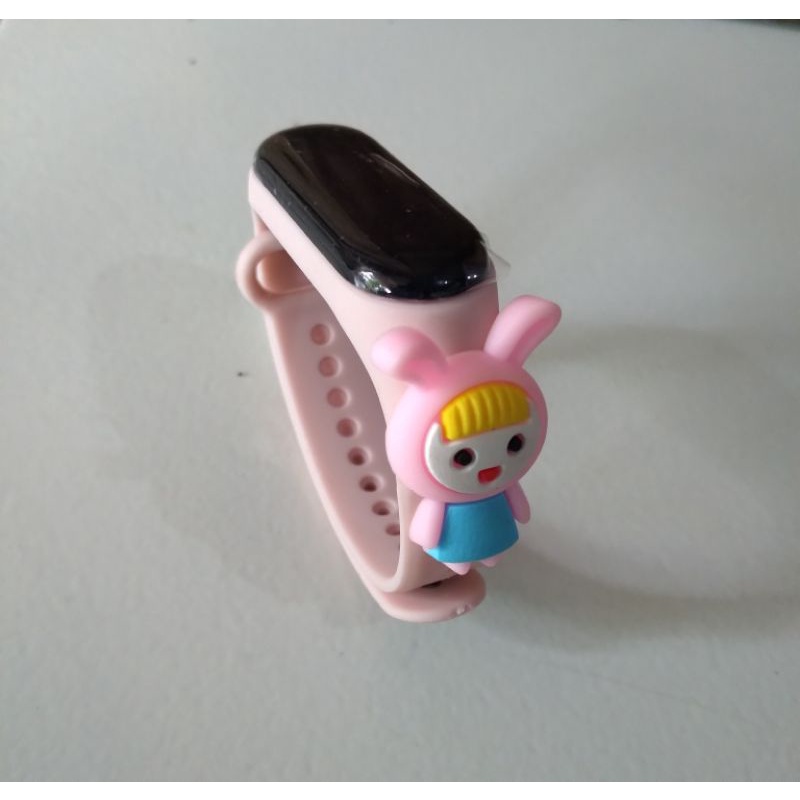 Jam tangan anak Elektronik LED display Tahan Air karakter motif kartun lucu  bahan rubber-Bunny Pop