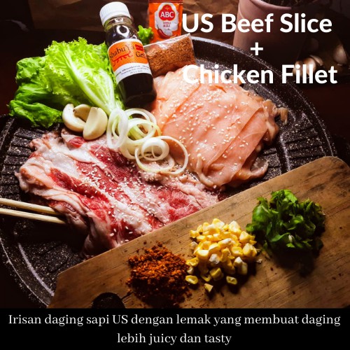 

Paket Lengkap BBQ/Yakiniku / Daging Sapi Slice Tipis / US Beef Slice / Low Fat + Daging Ayam Fillet