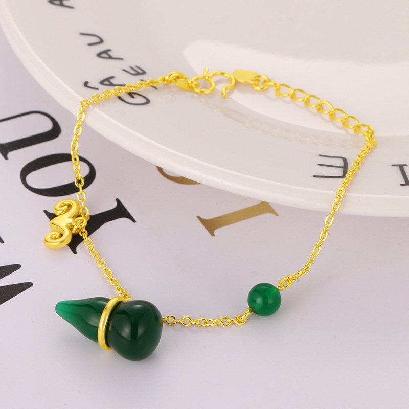 Gelang Rantai Giok Hetian Jasper 24K Untuk Aksesoris Wanita