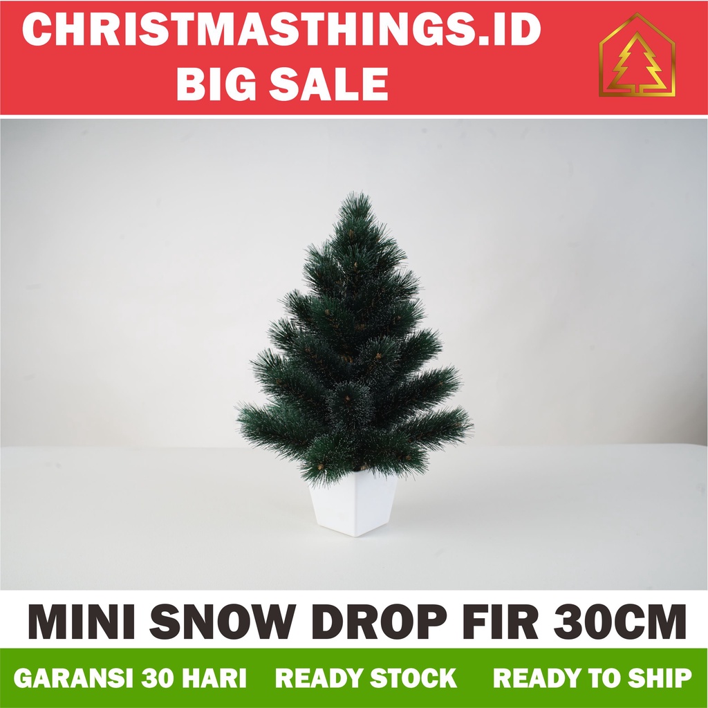 POHON NATAL MINI POT KECIL UNTUK MEJA POLOS SALJU PUTIH JARUM CEMARA SILVER CHRISTMAS TREE DECORATIO