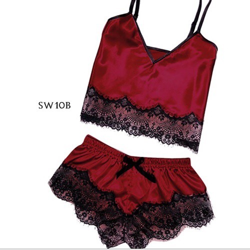 [PRODUK FAVORIT] LINGERIE SEXY BAJU TIDUR WANITA DEWASA SLEEPWEAR MAROON SW10B