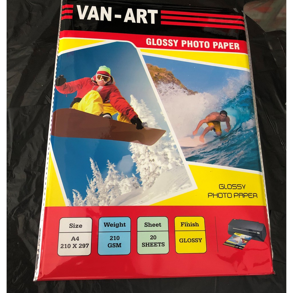 

KERTAS FOTO GLOSSY PHOTO PAPER A4 210GSM VAN-ART isi 20lembar