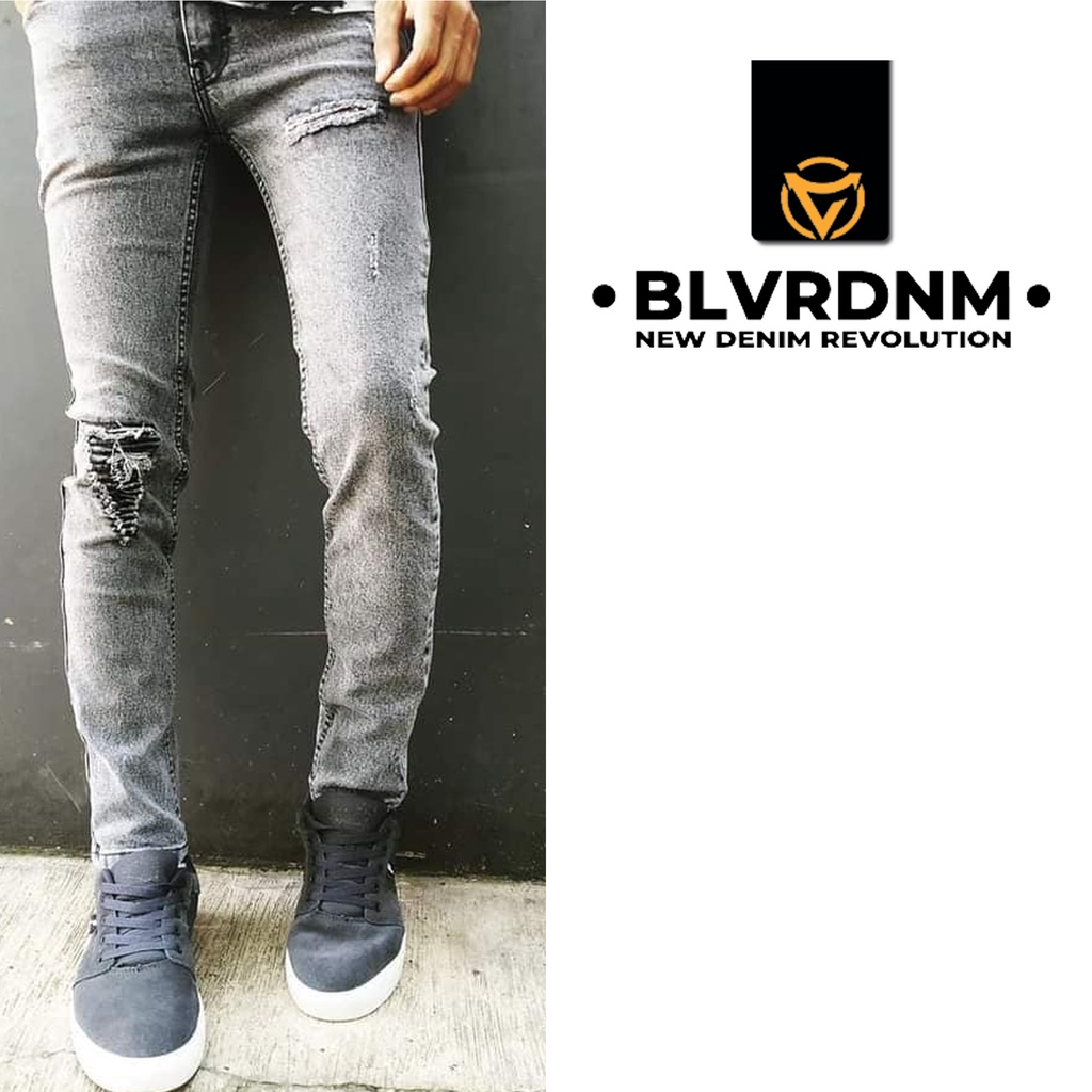 Celana jeans panjang terbaru 2021 sobek pria original blackviper / Celana Jeans Pria Sobek Emblem Ripped Cowok lea cardinal