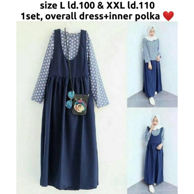 REALPICT GAMIS OVERALL POLKA SET dress polkadot baju polka