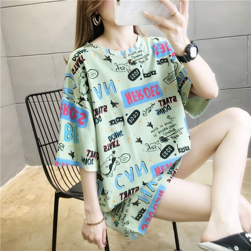 MDLV ~ 5028# Heroes Oversize Tee Atasan Overaize Cewek Oversize Import Baju Big Size Wanita Oversize Motif Alfabet Oversize Korea Style Oversize Best Seller Fashion Import